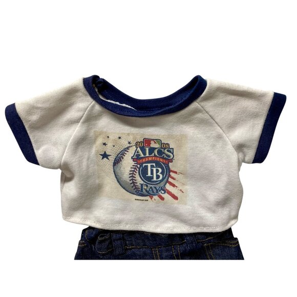 Build-A-Bear Workshop 2008 ALCS Champion Tampa Bay Rays Baseball Tee Outfit - Picture 2 of 6